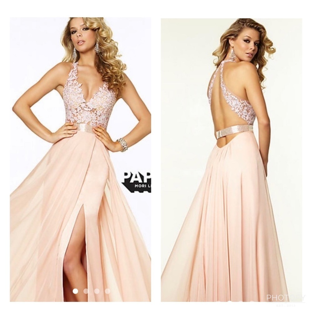 NWT MORI LEE PAPARAZZI 97018 EVENING DRESS IN BLUSH SZ 9/10 - Picture 2 of 10